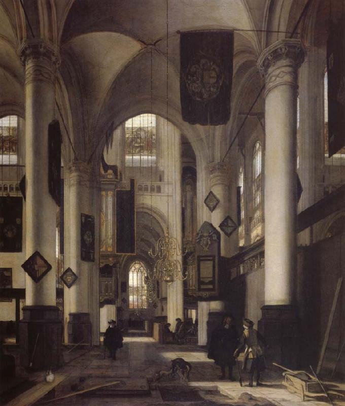 REMBRANDT Harmenszoon van Rijn Interior of a Protestant  Gothic Church with Architectural Elements of the Oude Kerk and Nieuwe Kerk in Amsterdam oil painting picture